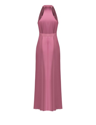 Vestido comprido evasé em cetim com cinto a condizer Rinascimento