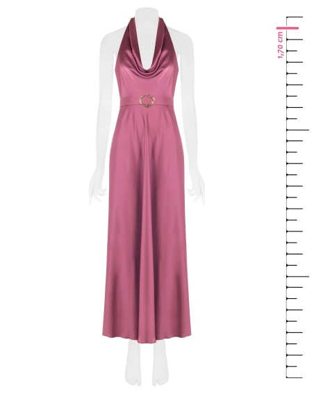 Vestido comprido evasé em cetim com cinto a condizer Rinascimento