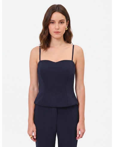 Top bustier Studio às riscas de giz em crepe Rinascimento
