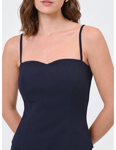 Top bustier Studio às riscas em crepe Rinascimento