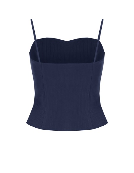 Top Studio Bustier às riscas em crepe Rinascimento