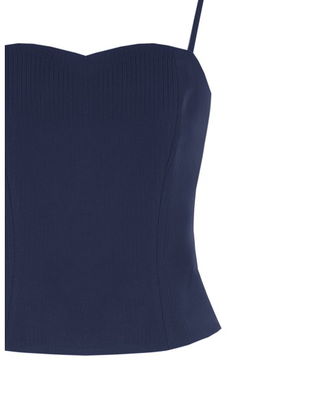 Top bustier Studio às riscas em crepe Rinascimento