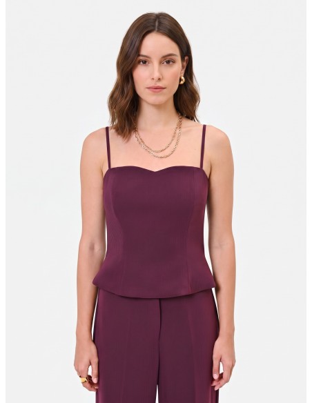 Top bustier Studio às riscas em crepe Rinascimento
