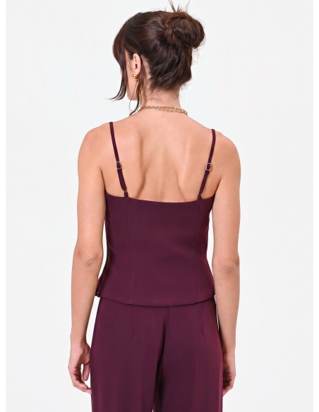 Top Studio tipo bustier às riscas em crepe Rinascimento