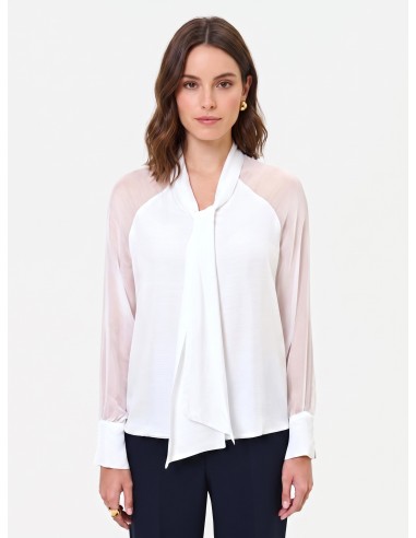 Blusa fluida Studio em mistura de seda com laço Rinascimento