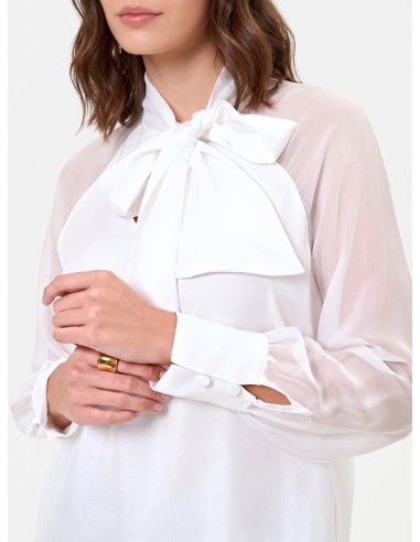 Blusa Studio Fluida em Mistura de Seda com Laço Rinascimento