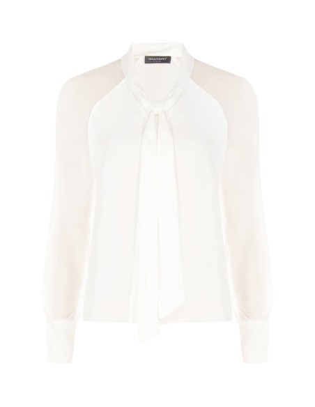 Blusa fluida Studio em mistura de seda com laço Rinascimento