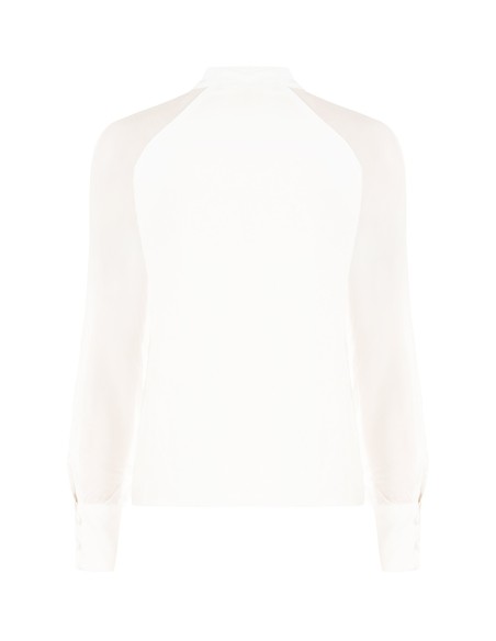 Blusa Studio fluida em mistura de seda com laço Rinascimento