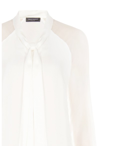 Blusa Studio Fluida em Mistura de Seda com Laço Rinascimento