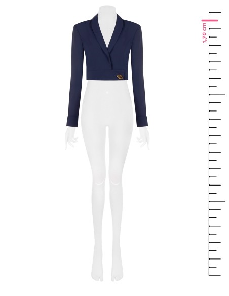 Blazer cropped em tecido cadi com botão joia Rinascimento