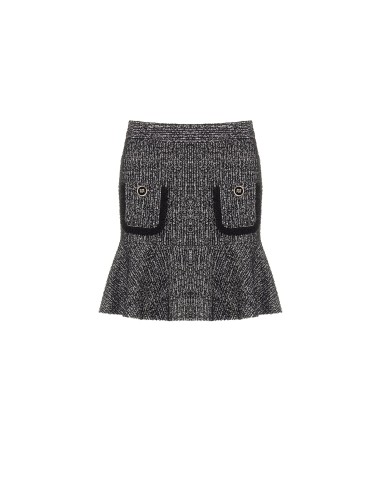 Minissaia de tweed com bainha com folhos e bolsinhos desfiados Rinascimento