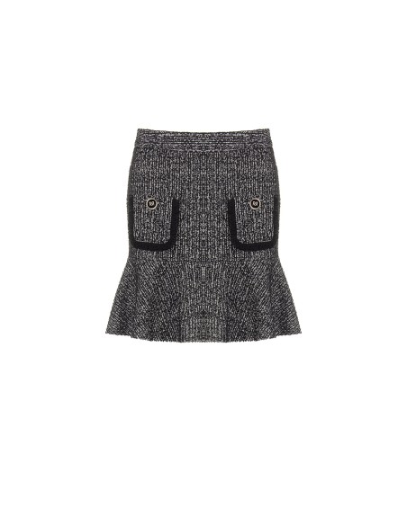 Minissaia de tweed com bainha com folhos e bolsinhos desfiados Rinascimento