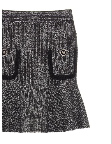 Minissaia em tweed com bainha de folhos e bolsos desfiados Rinascimento