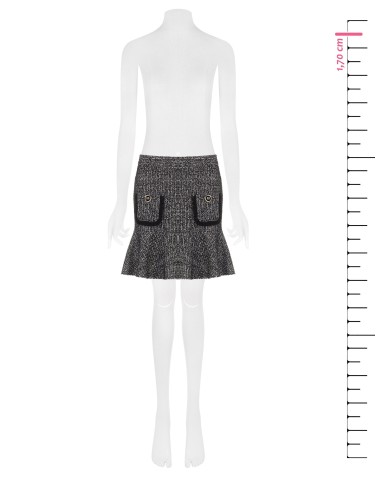 Minissaia de tweed com bainha com folhos e bolsos debruados Rinascimento