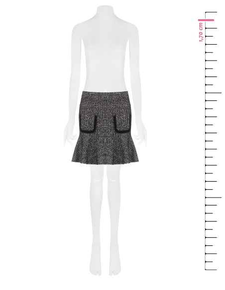 Minissaia de tweed com bainha com folhos e bolsos debruados Rinascimento