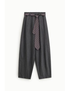 Calças Palazzo às Riscas com Cinto Estampado Dixie 2