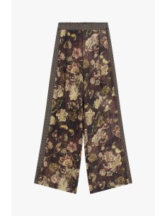 Calças Palazzo com Padrão Floral de Cintura Alta Dixie