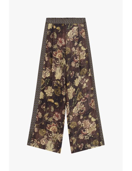 Calças Palazzo com Padrão Floral de Cintura Alta Dixie