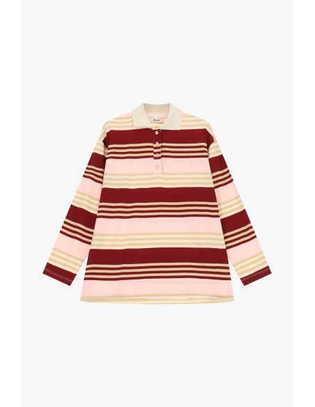 Camisola de mangas compridas às riscas com gola Dixie