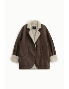 Casaco com botões e forro de pelo efeito shearling Dixie