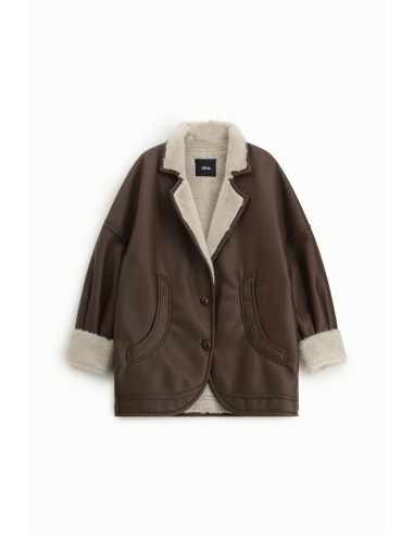 Casaco com botões e forro de pelo efeito shearling Dixie