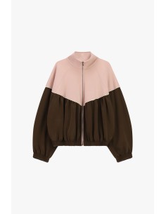 Casaco bomber curto bicolor com fecho integral e mangas largas Dixie 2