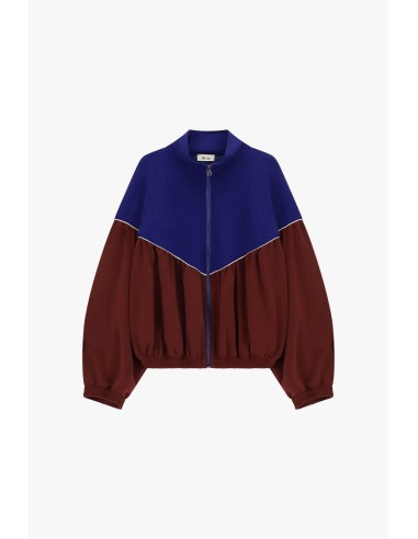 Casaco bomber curto bicolor com fecho integral e mangas largas Dixie