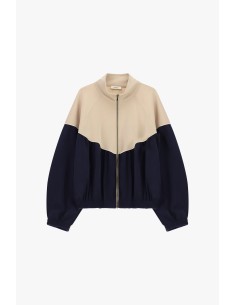 Casaco bomber curto bicolor com fecho integral e mangas largas Dixie