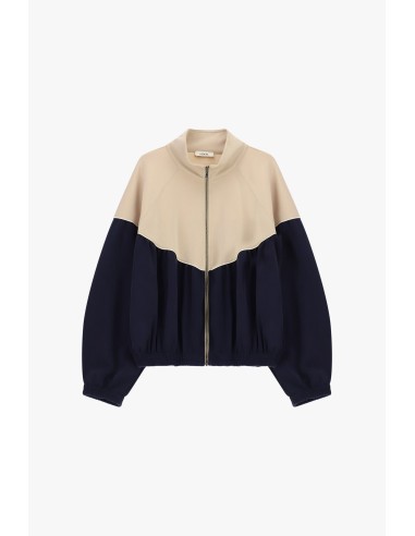 Casaco bomber curto bicolor com fecho integral e mangas largas Dixie