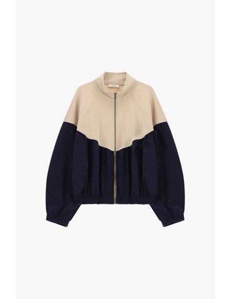 Casaco bomber curto bicolor com fecho integral e mangas largas Dixie