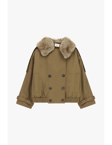 Parka curta de trespasse com gola de pelo Dixie