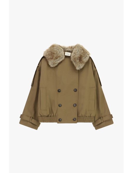 Parka curta de trespasse com gola de pelo Dixie