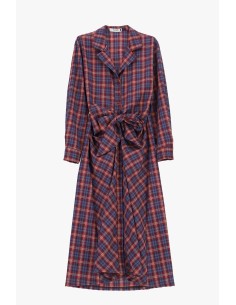 Vestido comprido aos quadrados com cinto atado Please 2