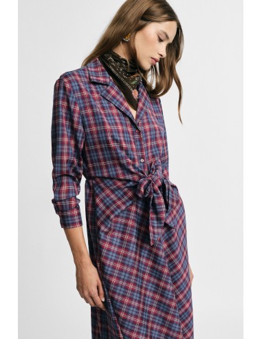 Vestido Comprido Aos Quadrados Com Cinto Atado Please