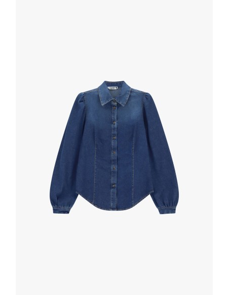 Camisa de ganga com mangas largas e botões frontais Please