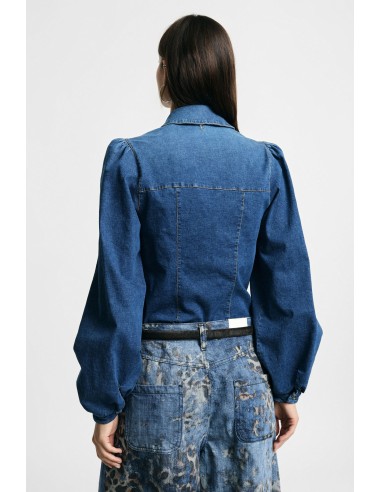 Camisa de ganga com mangas largas e botões frontais Please