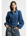 Camisa de ganga com mangas largas e botões frontais Please