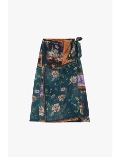 Saia midi de carteira com padrão floral, estampado patchwork Please 2
