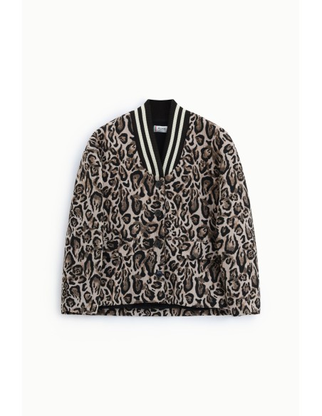 Blazer com estampado animal e gola canelada Please
