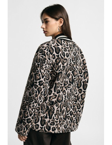 Blazer com estampado animal e gola canelada Please
