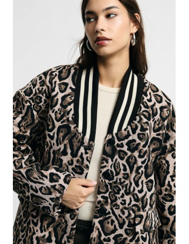 Blazer com padrão animal e gola canelada Please