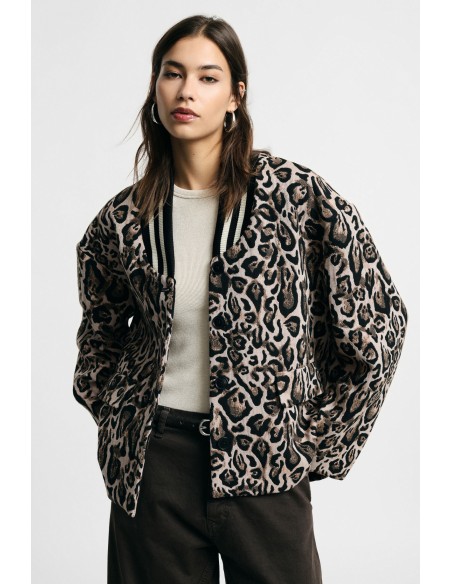 Blazer com estampado animal e gola canelada Please