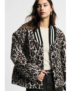 Blazer com estampado animal e gola canelada Please