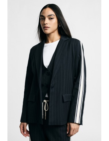 Blazer às riscas com mangas em contraste e fecho de botão Please