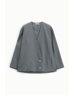 Blazer Oversize às Riscas com Fecho de Abotoamento Duplo Please 2