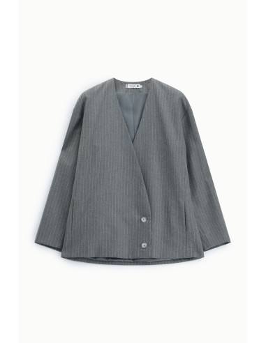 Blazer às riscas oversize com fecho de trespasse Please
