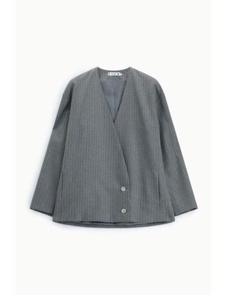 Blazer às riscas oversize com fecho de trespasse Please