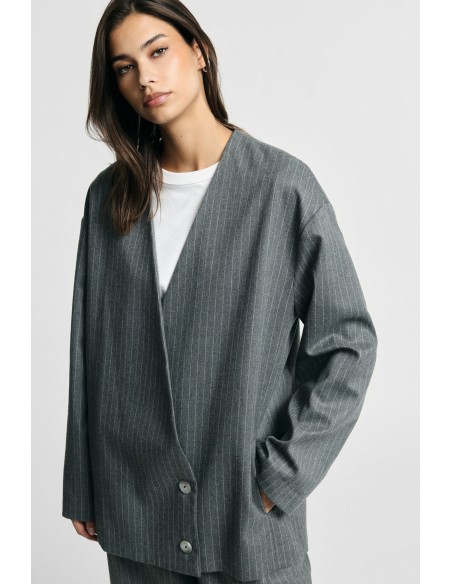 Blazer às riscas de corte oversized com fecho de trespasse Please