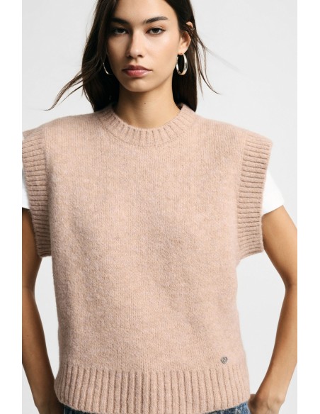 Camisola sem mangas com acabamentos canelados Please