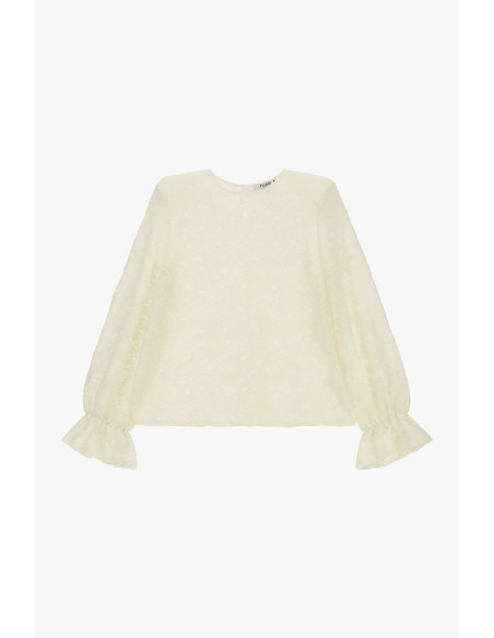 Camisola de renda com mangas balão Please